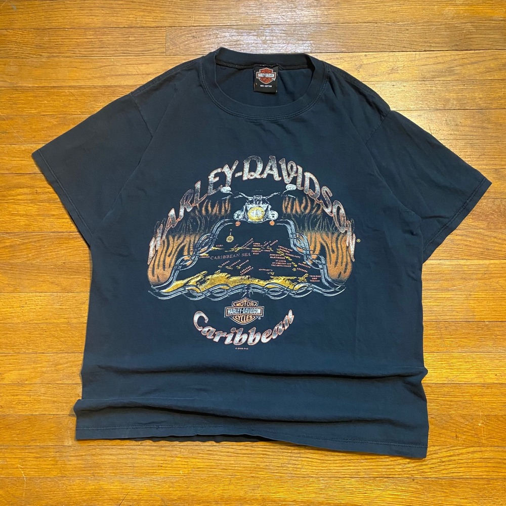 Harley Davidson Caribbean St Maarten T-Shirt Black 2006 Y2K Mens Large L
